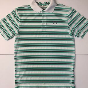 Under Armour Green and Black Striped Polo